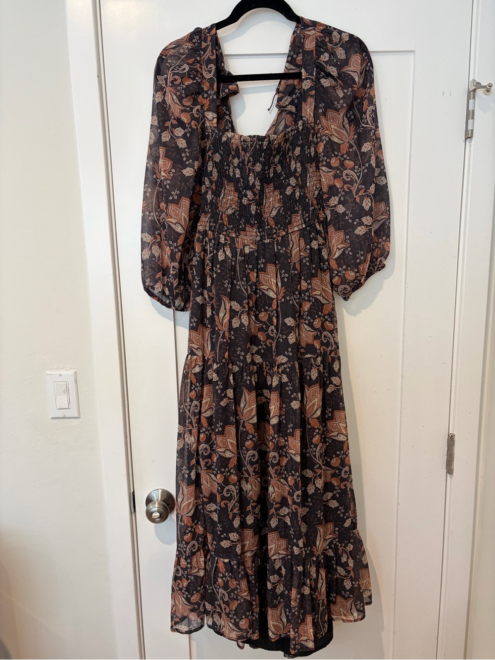 Anthropologie Let Me Be Square Neck Smocked Midi Dress - Picture 2 of 5